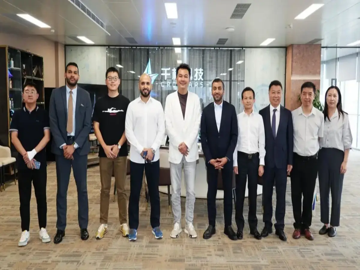 Crostars team and UAE Embassy delegation group photo at Crostars Shanghai headquarters, July 2025