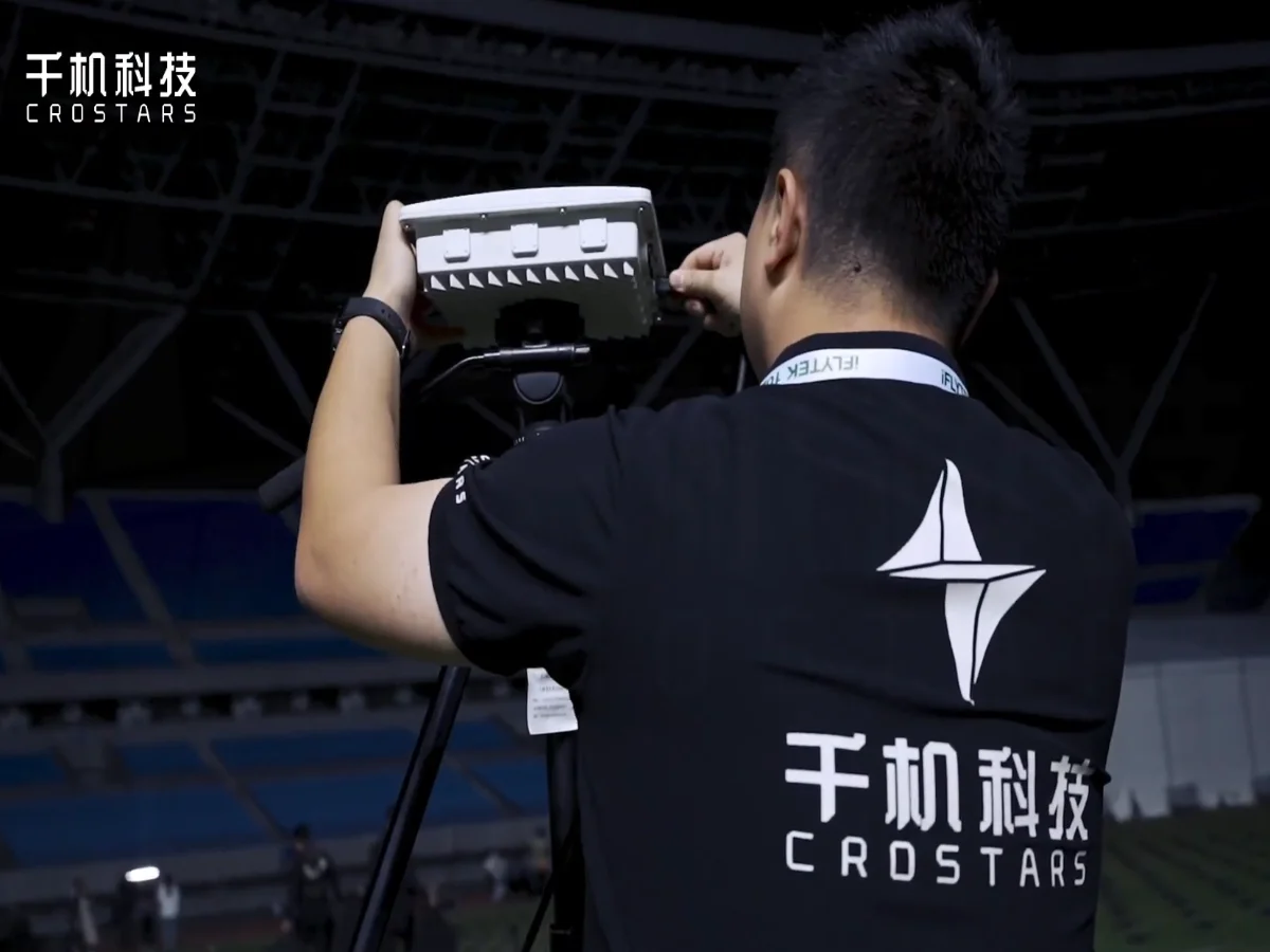 Crostars crew setting up equipment for iFlytek 1024 Developer Festival drone show, Hefei